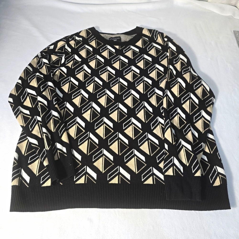 Shaquille O'Neal Mens Black Geometric Crew Neck Knit Sweater 2XL Long Sleeve